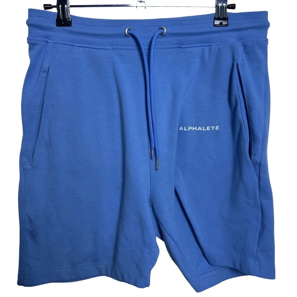Alphalete Mens‎ Small Blue Fleece Athletic Gym Sweat Shorts Drawstring Pockets